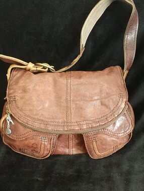 Brown Leather Crossbody Bag - Rustic Casual Shoulder Bag